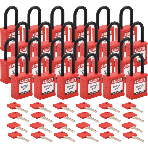Cadenas de verrouillage Velocity, Rouge, Cl&eacute;s diff&eacute;rentes, Nylon, Largeur de 1-1/2" Pathway Supply LP