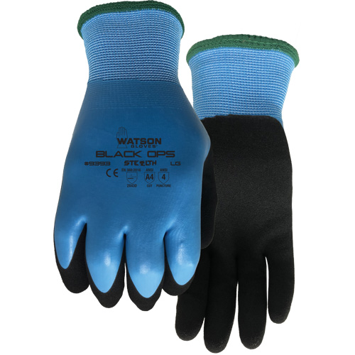 Gants hydrofuges Stealth Black Ops, Taille Petit, Calibre 15, Rev&ecirc;tement Latex de caoutchouc, Enveloppe en Fibre de verre/Polyester, ASTM ANSI niveau A4 Pathway Supply LP