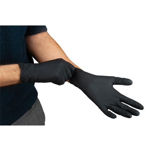 Heavyweight Tactile Grip Examination Gloves, Large, Nitrile, 8-mil, Powder-Free, Black Pathway Supply LP