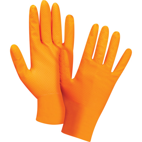 Heavyweight Tactile Grip Examination Gloves, Small, Nitrile, 8-mil, Powder-Free, Orange Pathway Supply LP