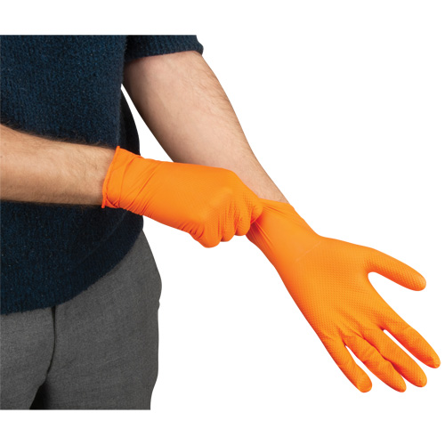 Heavyweight Tactile Grip Examination Gloves, Small, Nitrile, 8-mil, Powder-Free, Orange Pathway Supply LP