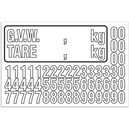 Trousse de num&eacute;rotation de la masse brute du v&eacute;hicule (MBV) pour camion, Num&eacute;ros/lettres/ponctuation assortis, Blanc Pathway Supply LP