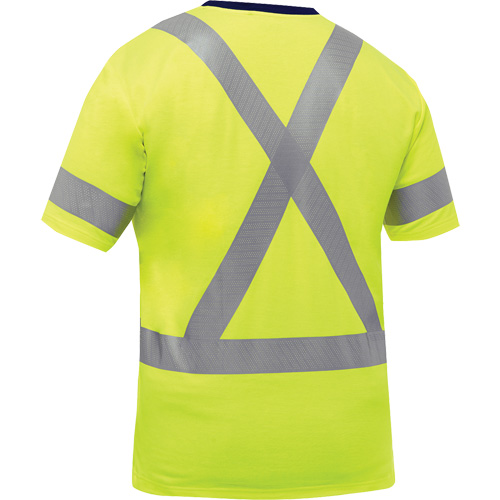 Chemise &agrave; manches courtes et X au dos Bisley, Poly-coton, Petit, Jaune lime haute visibilit&eacute; Pathway Supply LP