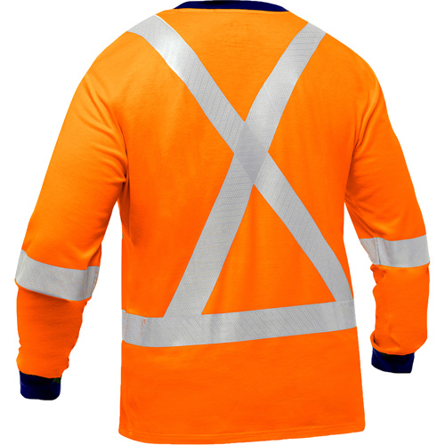 Chemise &agrave; manches longues et X au dos Bisley, Poly-coton, Petit, Orange haute visibilit&eacute; Pathway Supply LP