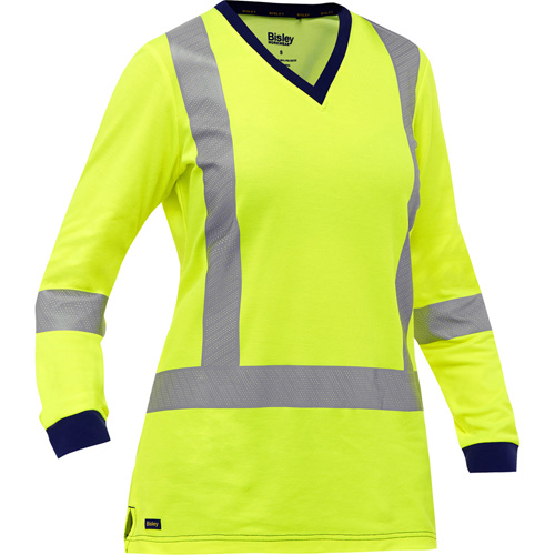 Chemise &agrave; manches longues et X au dos Bisley pour femmes, Poly-coton, Petit, Jaune lime haute visibilit&eacute; Pathway Supply LP