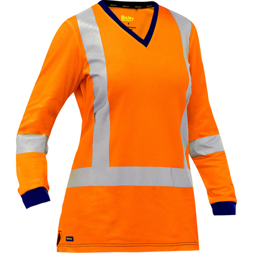 Chemise &agrave; manches longues et X au dos Bisley pour femmes, Poly-coton, Petit, Orange haute visibilit&eacute; Pathway Supply LP