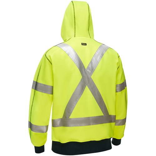 Coton ouat&eacute; doubl&eacute; de sherpa avec capuchon &agrave; fermeture &eacute;clair compl&egrave;te et X au dos Bisley, Petit, Jaune lime haute visibilit&eacute; Pathway Supply LP
