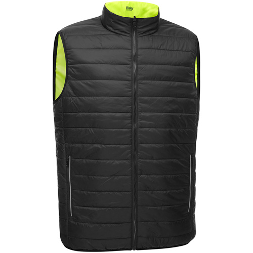 Bisley&reg; X-Back Reversible Puffer Vest, High Visibility Lime-Yellow, Small, Polyester Pathway Supply LP