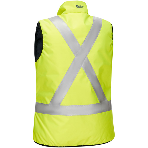 Bisley&reg; X-Back Women's Contoured Reversible Puffer Vest, High Visibility Lime-Yellow, 3X-Large, Polyester Pathway Supply LP