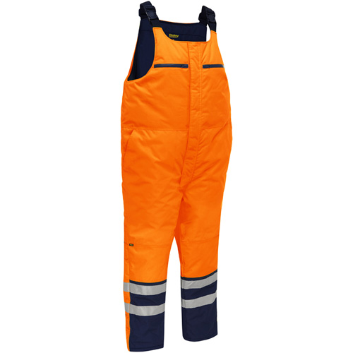 Bisley&reg; Extreme Cold Bib Overall, Polyester, Small, High Visibility Orange Pathway Supply LP