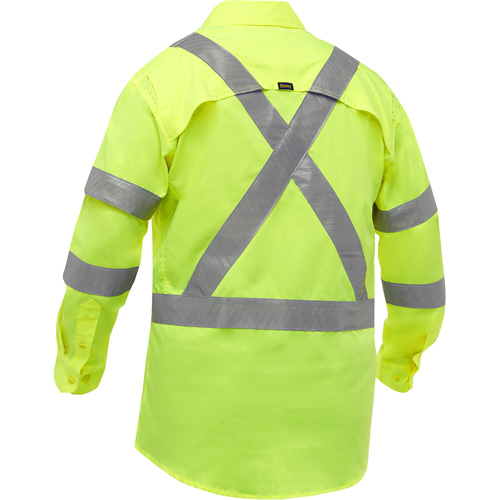 Chemise de travail &agrave; manches longues et X au dos Bisley avec X-Airflow, Poly-coton, Petit, Jaune lime haute visibilit&eacute; Pathway Supply LP