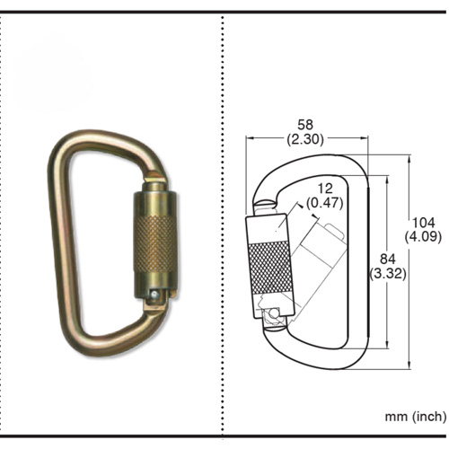 CP-03015-2 Zinc Plated Carabiner with 3/4" Gate Opening, Steel Pathway Supply LP