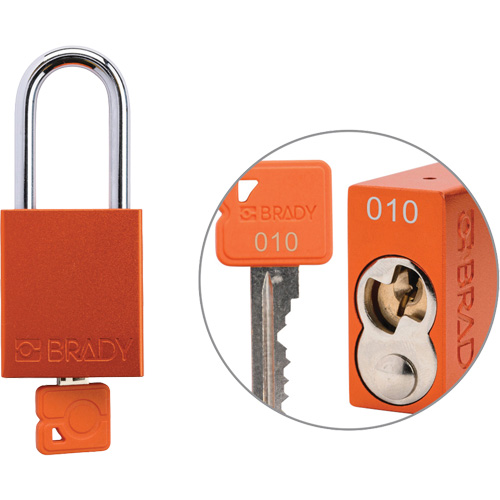 Velocity Plus Safety Lockout Padlock, Orange, Keyed Alike, Aluminum, 1-1/2" Width Pathway Supply LP