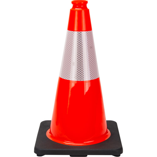 C&ocirc;ne de signalisation de premi&egrave;re qualit&eacute;, 18", Orange, Bande(s) r&eacute;fl&eacute;chissante(s) 6" Pathway Supply LP