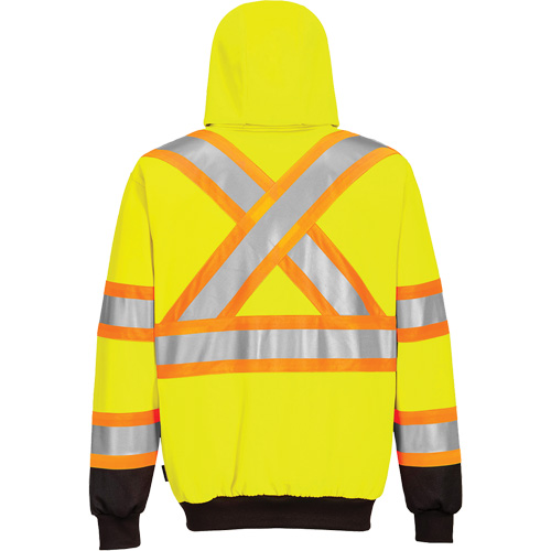 Contrast-Striped Safety Hoodie, Small, Black/High Visibility Lime-Yellow Pathway Supply LP