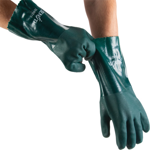 Gants verts &agrave; double enduit, 14" lo, PVC, Doublure en Jersey de coton, 70 mils Pathway Supply LP