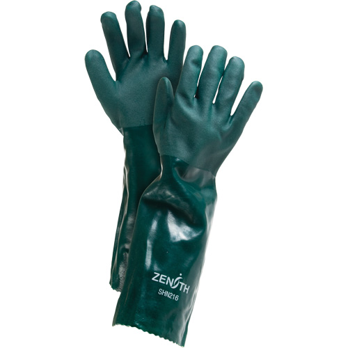 Double Dipped Green Gloves, 18" L, PVC, Cotton Jersey Inner Lining, 70-mil Pathway Supply LP