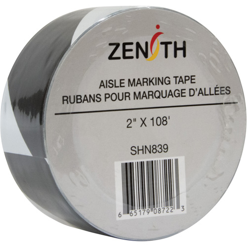 Ruban pour marquage d'all&eacute;es, 2" x 108', PVC, Noir et blanc Pathway Supply LP
