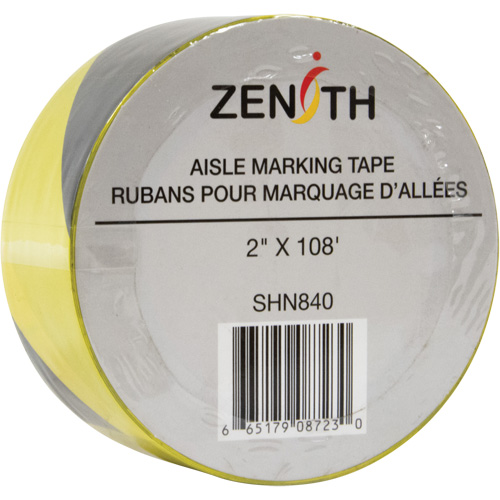 Ruban pour marquage d'all&eacute;es, 2" x 108', PVC, Noir et jaune Pathway Supply LP