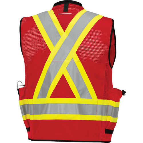 6678 High-Visibility Antimicrobial Mesh-Back Surveyor Vest, Red, Small, Polyester Pathway Supply LP