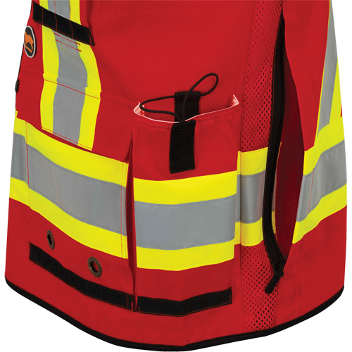 6678 High-Visibility Antimicrobial Mesh-Back Surveyor Vest, Red, Small, Polyester Pathway Supply LP