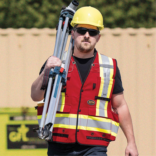 6678 High-Visibility Antimicrobial Mesh-Back Surveyor Vest, Red, Small, Polyester Pathway Supply LP