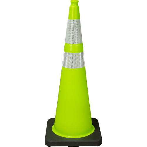 Premium Traffic Cone, 36", Lime Green, 4" & 6" Reflective Collar(s) Pathway Supply LP