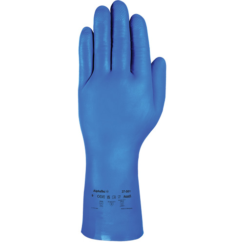 Gants r&eacute;sistants aux produits chimiques bleus pour usage moyen AlphaTec 37-501, Taille 7, 13" lo, Nitrile, 16,5-mil Pathway Supply LP