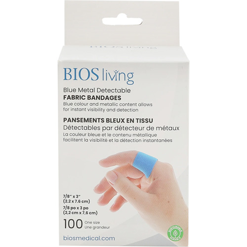 Blue Bandages, Rectangular/Square, 3", Fabric Metal Detectable, Sterile Pathway Supply LP