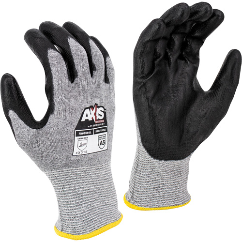 Gants de travail r&eacute;sistants &agrave; la coupe, compatibles avec &eacute;crans tactiles RWG566 AXIS, Taille 2T-Grand, Calibre 18, Rev&ecirc;tement Polyur&eacute;thane, Enveloppe en Acier inoxydable/PEHP, ASTM ANSI niveau A5/EN 388 niveau E Pathway Supply LP