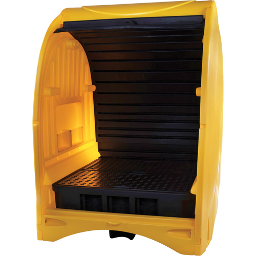 Palette contre les d&eacute;versements &agrave; couvercle dur pour 4 barils, 68,11" lo x 61,61" la x 83,07" h, Capacit&eacute; de charge 1433 lb Pathway Supply LP