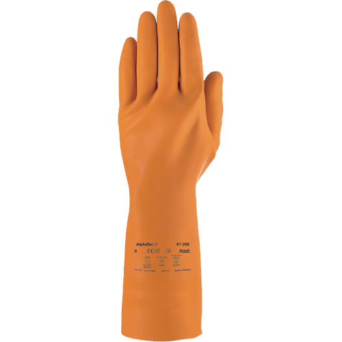 Gants robustes r&eacute;sistants aux produits chimiques AlphaTec 87-208, Taille 7, 12,8" lo, Latex de caoutchouc, Doublure en Coton/Ouat&eacute;e, 29,5 mils Pathway Supply LP
