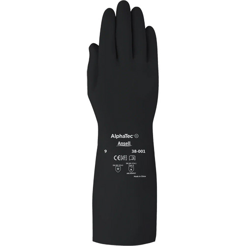 Gants d,usage moyen r&eacute;sistants aux produits chimiques AlphaTec 38001PP, Taille 7, 14" lo, Caoutchouc butyle, 14 mils Pathway Supply LP