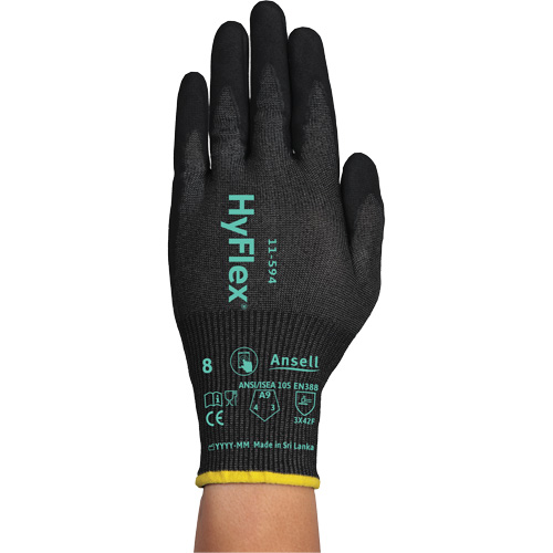 HyFlex&reg; 11-594 Cut-Resistant Gloves, Size Medium/8, 18 Gauge, Nitrile Coated, HPPE/Intercept Shell, ASTM ANSI Level A9/EN 388 Level F Pathway Supply LP