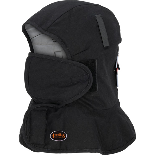 Pioneer 765A Flame-Resistant Quilted Hard Hat Liner with Long Neck & Detachable Mouthpiece, Black/Grey, Cotton/FR-Tech&reg;/Modacrylic/Nylon Pathway Supply LP