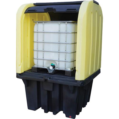 Yellow Roll Top Hardcover Spill Pallet, 65" L x 65" W x 101" H, 5000 lbs. Load Capacity Pathway Supply LP