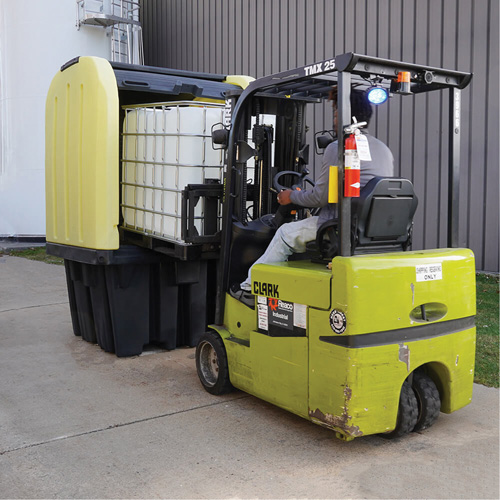 Yellow Roll Top Hardcover Spill Pallet, 65" L x 65" W x 101" H, 5000 lbs. Load Capacity Pathway Supply LP