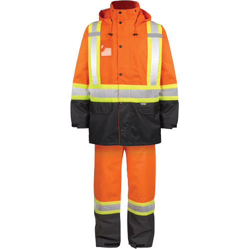 High-Visibility 150-Deniers Rain Suit, Polyester, 3X-Large, High Visibility Orange Pathway Supply LP