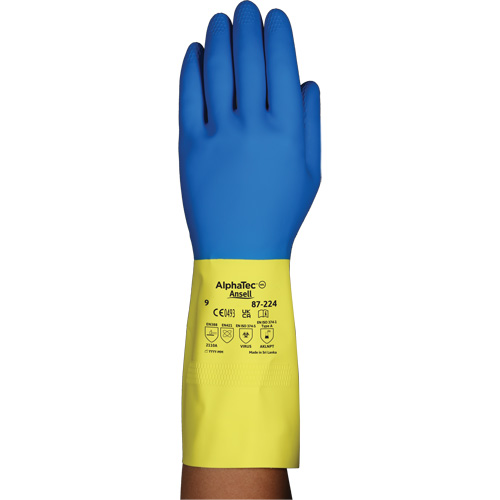 Gants r&eacute;sistants aux produits chimiques AlphaTec 87-224, Taille 7, 12,8" lo, N&eacute;opr&egrave;ne/Latex de caoutchouc, Doublure en Coton/Ouat&eacute;e, 26,8 mils Pathway Supply LP