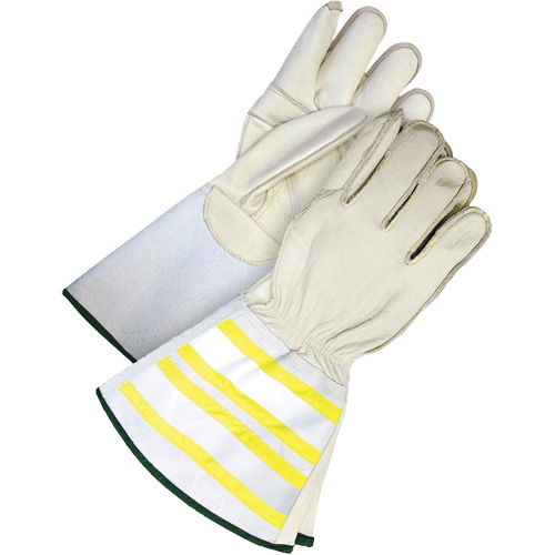 High-Visibility Utility Gloves with 6.25" Cuff, Medium, Grain Cowhide Palm Pathway Supply LP