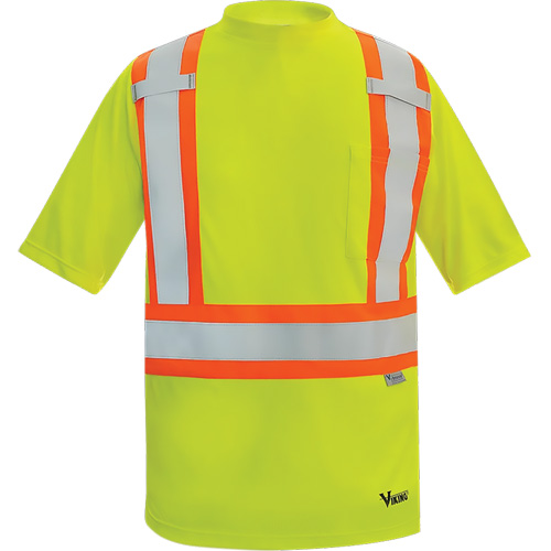 T-shirt de s&eacute;curit&eacute; doubl&eacute; de bambou Viking, Polyester, Grand, Jaune lime haute visibilit&eacute; Pathway Supply LP