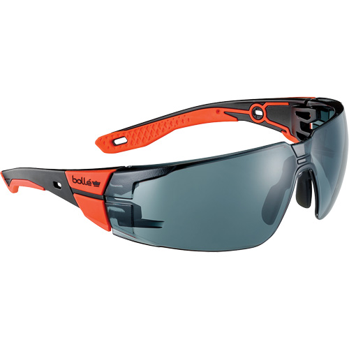 Lunettes de s&eacute;curit&eacute; RUSH+ 2.0 avec monture noire et rouge, M/G, Lentille Fum&eacute;e, Antibu&eacute;e/Anti-&eacute;gratignures, ANSI Z87+ Pathway Supply LP