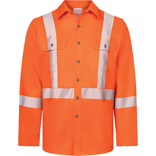 Avenger 7 oz Deluxe Segmented Striped High-Visibility Work Shirt, Style 652, Men's, 3X-Large (Tall), Orange Pathway Supply LP
