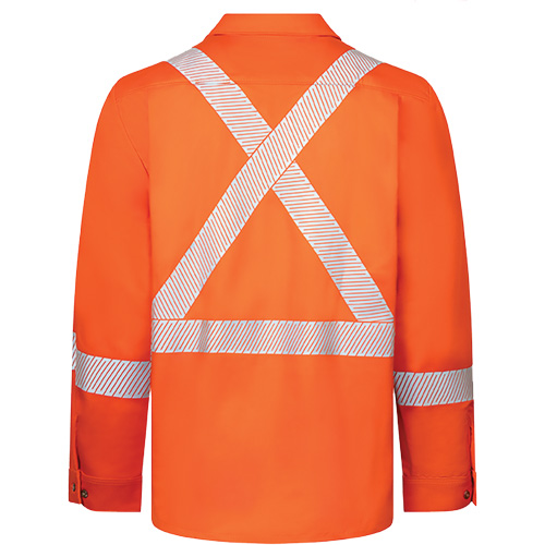 Avenger 7 oz Deluxe Segmented Striped High-Visibility Work Shirt, Style 652, Men's, 3X-Large (Tall), Orange Pathway Supply LP