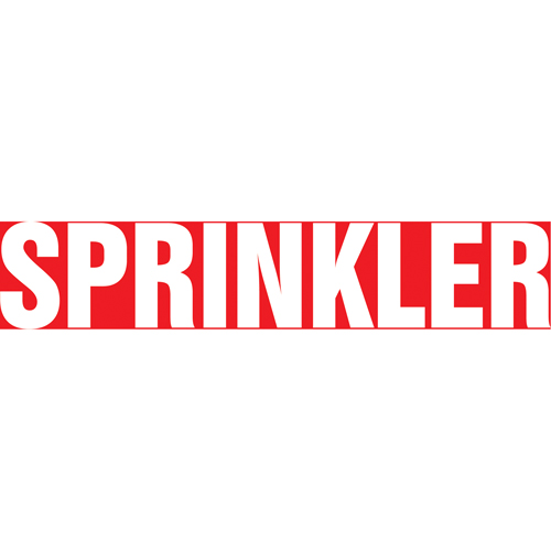 "Sprinkler" Pipe Marker, Self-Adhesive, 1-1/2" H x 8" W, White on Red Pathway Supply LP