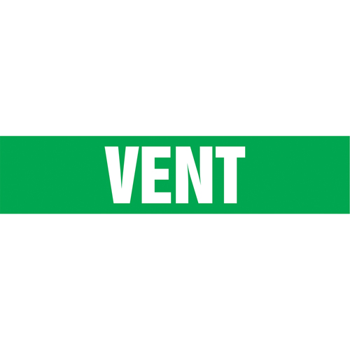 "Vent" Pipe Markers, Self-Adhesive, 2-1/2" H x 12" W, White on Green Pathway Supply LP