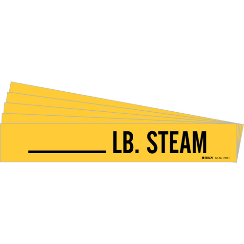 "LB. Steam" Pipe Markers, Self-Adhesive, 2-1/4" H x 2-3/4" W, Black on Yellow Pathway Supply LP