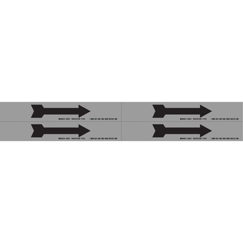 Arrow Pipe Marker, Self-Adhesive, 1-1/8" H x 7" W, Black on Aluminum Pathway Supply LP