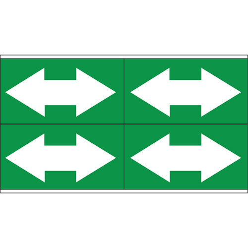 Marqueurs de tuyau avec fl&egrave;ches bidirectionnelles, Autocollant, 1-1/8" h x 7" la, Blanc/vert Pathway Supply LP