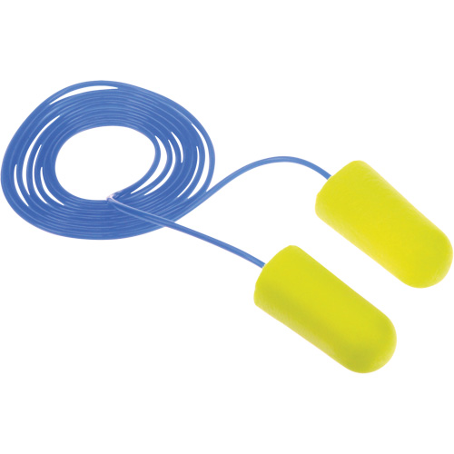 Bouchons d'oreilles n&eacute;on jaune E-A-Rsoft, Vrac - Sac en poly, Avec cordon Pathway Supply LP